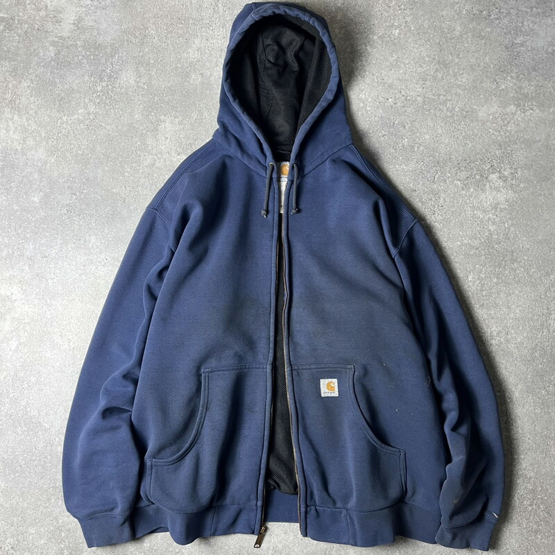 佇まい系 Carhartt サーマル ラインドライブ付き添い人 フルジップ 汗水 ボンネット パーカー XXL / 鉄道車両ハート形 調教師 汗水 米国海軍 紺 【中古】 古着 亜米利加古着 USED ユーズド 中古 VINTAGE US古着 アメカジ
