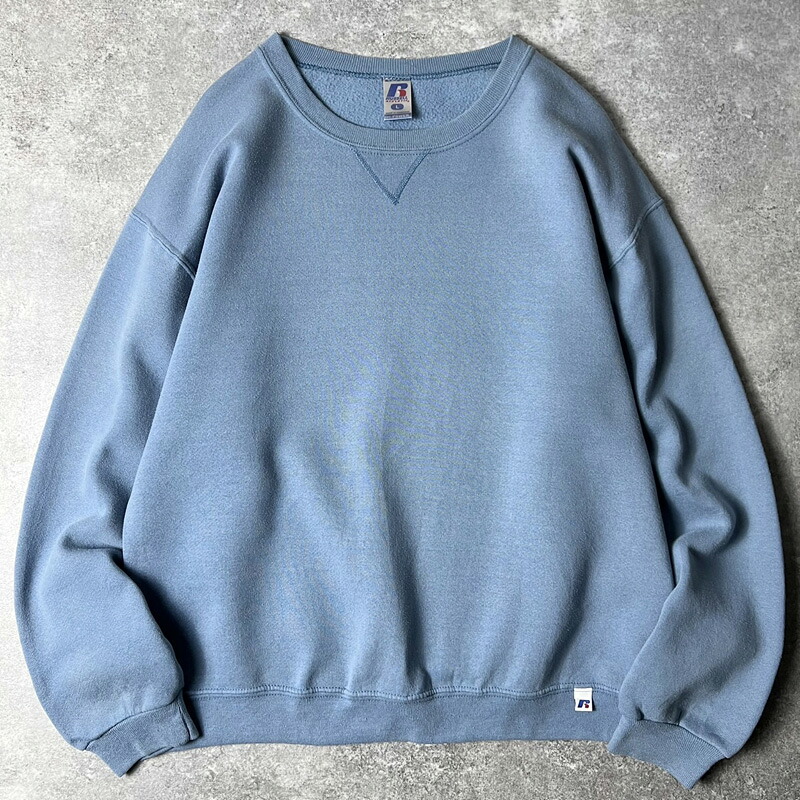 00s RUSSELL 無地 前V 流汗 調教師 L / 00日付け 年寄りの ラッセル 裏起毛 青味 薄墨色 流汗 【中古】 古着 亜米利加古着 USED ユーズド 中古 VINTAGE US古着 アメカジ