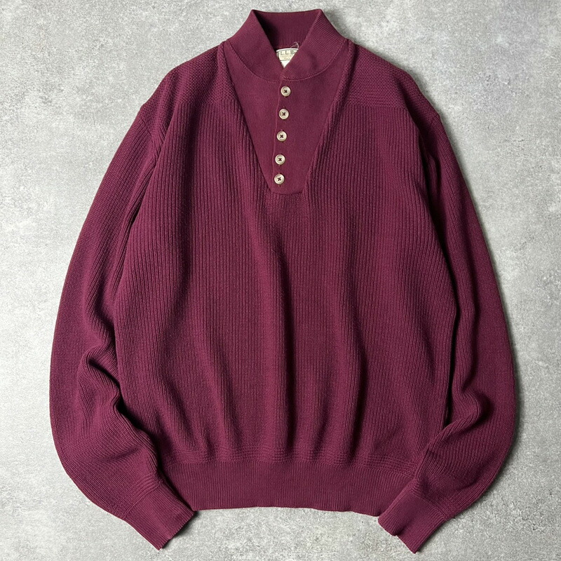 90s USA製 LLBean ヘンリーのど首 正規陸軍 手合い 綿織物 編み物 プルオーバー L / 90年月日 亜米利加製 年寄りの エルエルビーン 【中古】 古着 亜米利加古着 USED ユーズド 中古 VINTAGE US古着 アメカジ