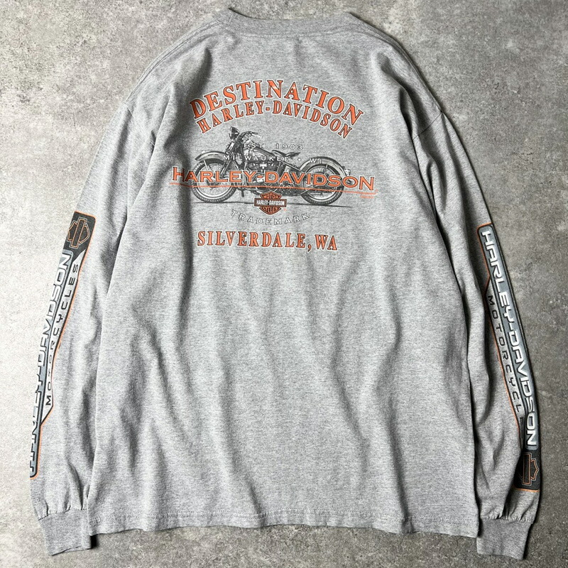 00s HARLEY DAVIDSON オフィシャル 4面 プリント 長袖 Tシャツ XL / 00年代 オールド ハーレー ダビッドソン ロンT グレー 【中古】 古着 アメリカ古着 USED ユーズド 中古 VINTAGE US古着 アメカジ