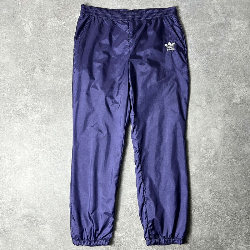 90s adidas トレフォイル ロゴ 刺繍 ライナー付き ナイロン パンツ / 90年代 オールド アディダス パープル 紫 【中古】 古着 アメリカ古着 USED ユーズド 中古 VINTAGE US古着 アメカジ