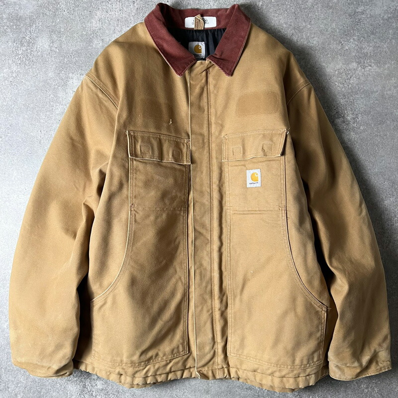 00s Carhartt 中綿 キルティング ラインドライブ 合鴨 伝統的 厚地の外套 XXL / 00年月日 年寄りの 鉄道車両ハート型 上衣 赤銅色
