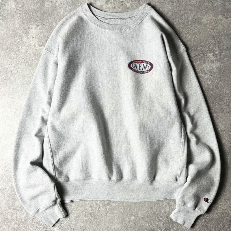 00s Champion 企業 ロゴ プリント プレミアム リバースウィーブ スウェット トレーナー / 00年代 オールド チャンピオン 霜降り グレー