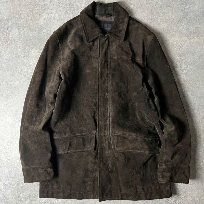 00s BANANA REPUBLIC 中綿 ライナー 本革 スエード レザー ジャケット M / 00年代 バナナリパブリック 革ジャン ダーク ブラウン