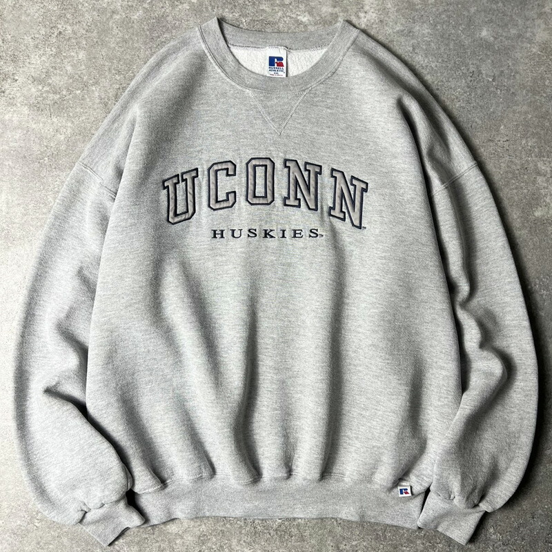 90s RUSSELL 2段 分科大学 刺しゅう 汗水 調教師 XXL / 90年月日 年寄りの ラッセル 霜降り 薄墨色 汗水 裏起毛 【中古】 古着 亜米利加古着 USED ユーズド 中古 VINTAGE US古着 アメカジ