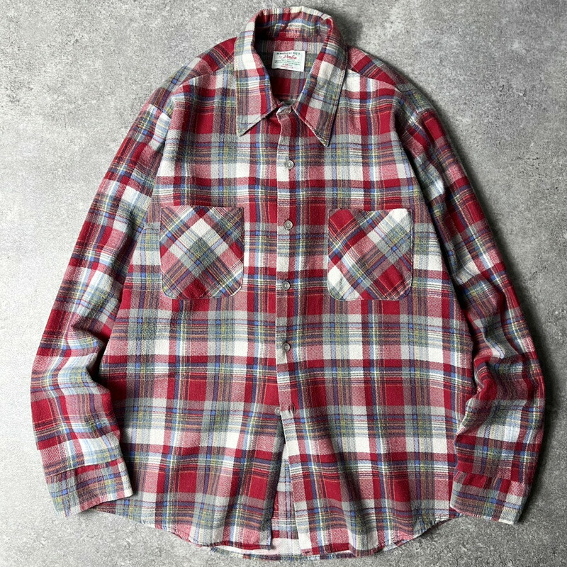 好配色 USA製 FROSTPROOF ネルシャツ ブルー ブラック ホワイト 70's FROSTPROOF 好配色チェック フランネルシャツ 表記(15-15 1