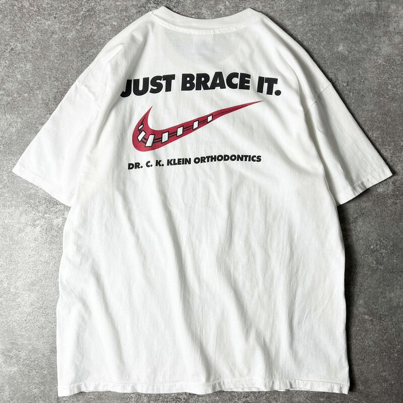 90s USA製 JUST BRACE IT ジョーク プリント 半袖 Tシャツ XL / 90年代 アメリカ製 オールド シングル ステッチ 矯正 白 【中古】 古着 アメリカ古着 USED ユーズド 中古 VINTAGE US古着 アメカジ