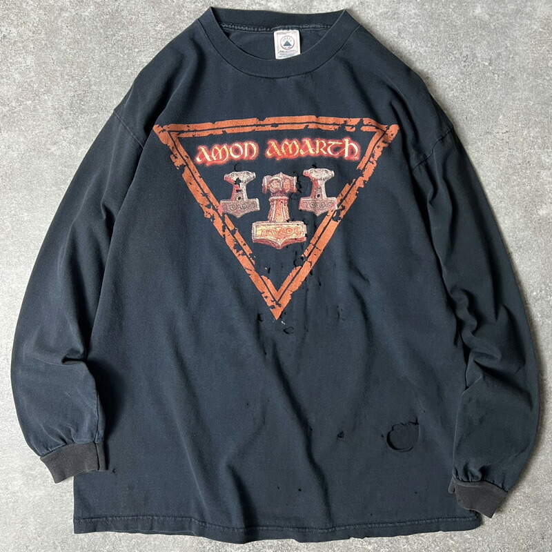 佇まい系 00s AMON AMARTH 両面 刷り上げる 長袖 プルオーバー L / 00日にち 年寄りの ダンス楽隊 バンT 塵あくた ボロ 金属元素 ロンT 黒 【中古】 古着 亜米利加古着 USED ユーズド 中古 VINTAGE US古着 アメカジ