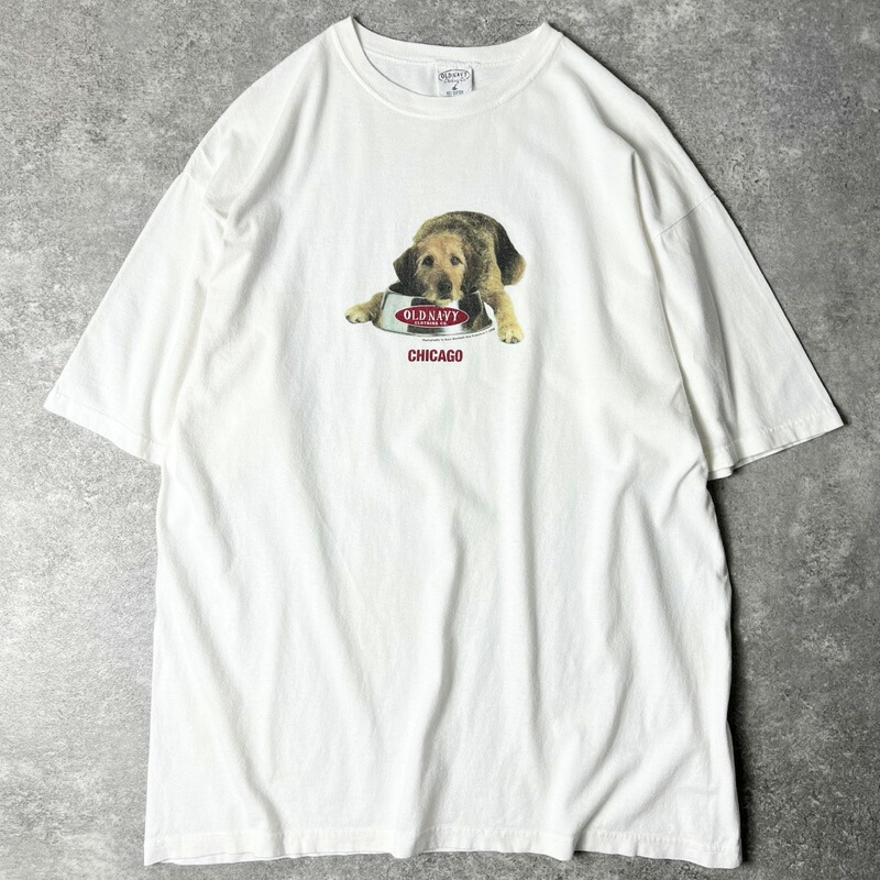 90s USA製 OLD NAVY 飼い犬 刷り上げる 半袖 ティーシャツ / 90年月日 亜米利加製 年寄りの 米国海軍 白いこと 白 広告業 【中古】 古着 亜米利加古着 USED ユーズド 中古 VINTAGE US古着 アメカジ