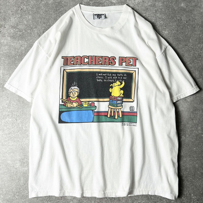 90s USA製 ジョーク イラスト プリント 半袖 Tシャツ XL / 90年代 アメリカ製 オールド ホワイト 白 キャラクター 【中古】 古着 アメリカ古着 USED ユーズド 中古 VINTAGE US古着 アメカジ