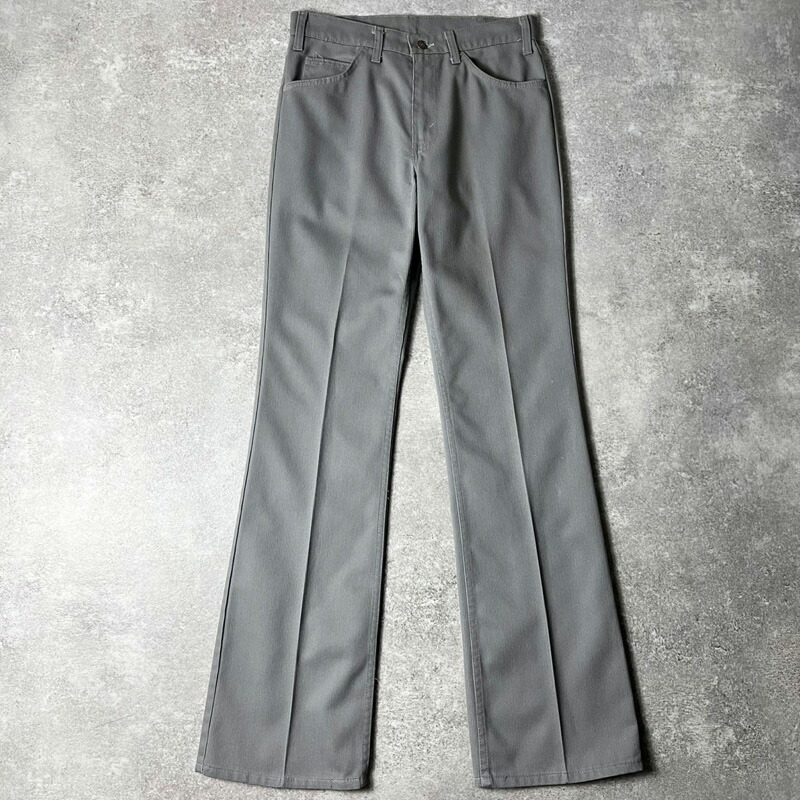 80s Levis コットン ピケ スタプレ フレア パンツ 30 33 / 70年代 リーバイス ビンテージ スラックス STA-PRES TALON タロン グレー 【中古】 古着 アメリカ古着 USED ユーズド 中古 VINTAGE US古着 アメカジ
