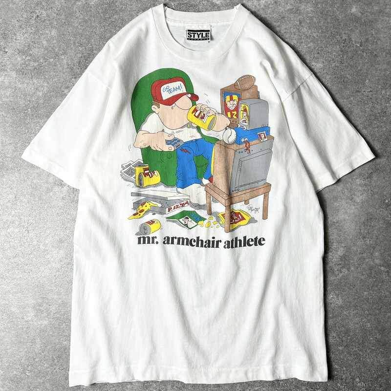 80s USA製 ジョーク イラスト プリント 半袖 Tシャツ / 80年代 アメリカ製 ビンテージ シングル ステッチ ホワイト 白 【中古】 古着 アメリカ古着 USED ユーズド 中古 VINTAGE US古着 アメカジ
