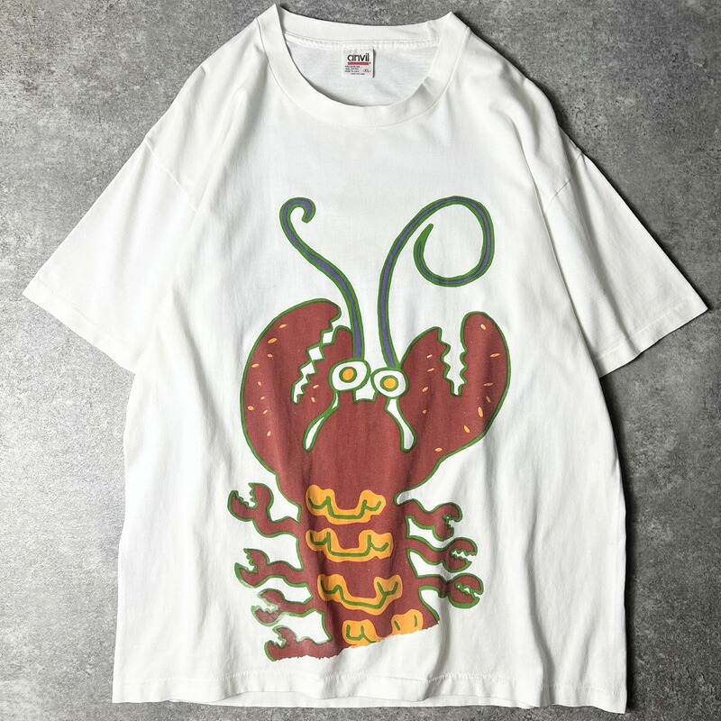 90s USA製 ロブスター イラスト 両面 プリント 半袖 Tシャツ XL / 90年代 アメリカ製 GRAVITY GRAPHICS オールド アート シングル ステッチ 【中古】 古着 アメリカ古着 USED ユーズド 中古 VINTAGE US古着 アメカジ