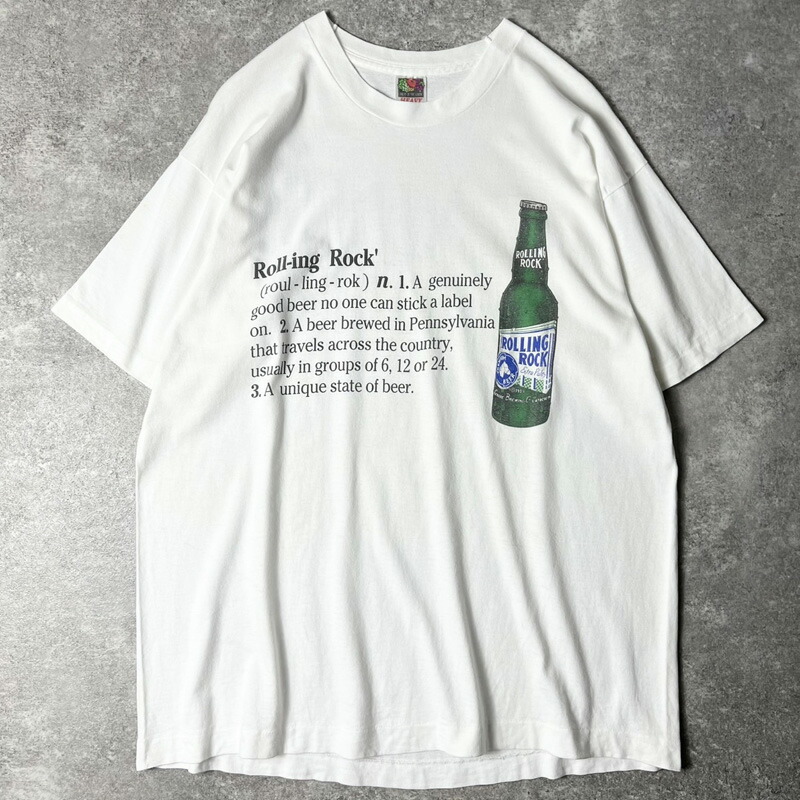 90s USA製 Rolling Rock 両面 企業 プリント 半袖 Tシャツ XL / 90年代 アメリカ製 シングル ステッチ ビール 企業物 企業 ロゴ ボトル 【中古】 古着 アメリカ古着 USED ユーズド 中古 VINTAGE US古着 アメカジ