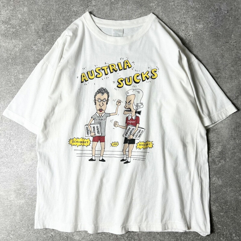 90s B&B パロディ キャラクター イラスト プリント 半袖 Tシャツ / 90年代 オールド ビーバス バットヘッド シューベルト モーツァルト 【中古】 古着 アメリカ古着 USED ユーズド 中古 VINTAGE US古着 アメカジ