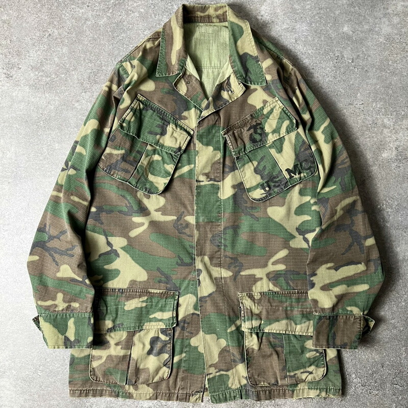 60s 70s US ARMY 米軍実物 4th ERDL グリーンリーフ カモ ジャングルファティーグ ジャケット / 60年代 70年代 ビンテージ ミリタリー 【中古】 古着 アメリカ古着 USED ユーズド 中古 VINTAGE US古着 アメカジ｜US古着 RUMRAGE 店