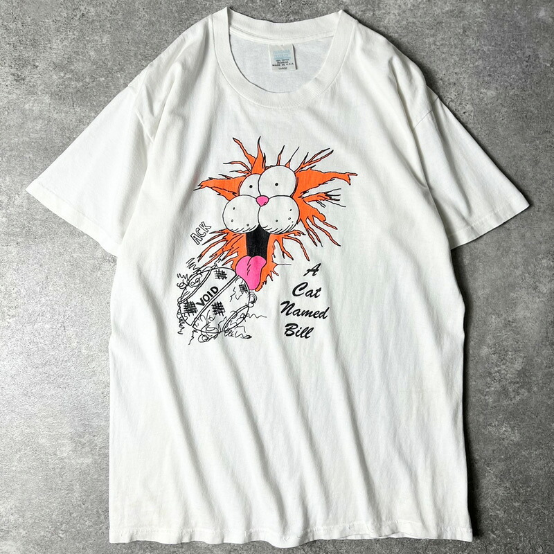90s USA製 ビルザキャット キャラクター プリント 半袖 Tシャツ L / 90年代 アメリカ製 オールド シングル ステッチ キャラT 白 【中古】 古着 アメリカ古着 USED ユーズド 中古 VINTAGE US古着 アメカジ