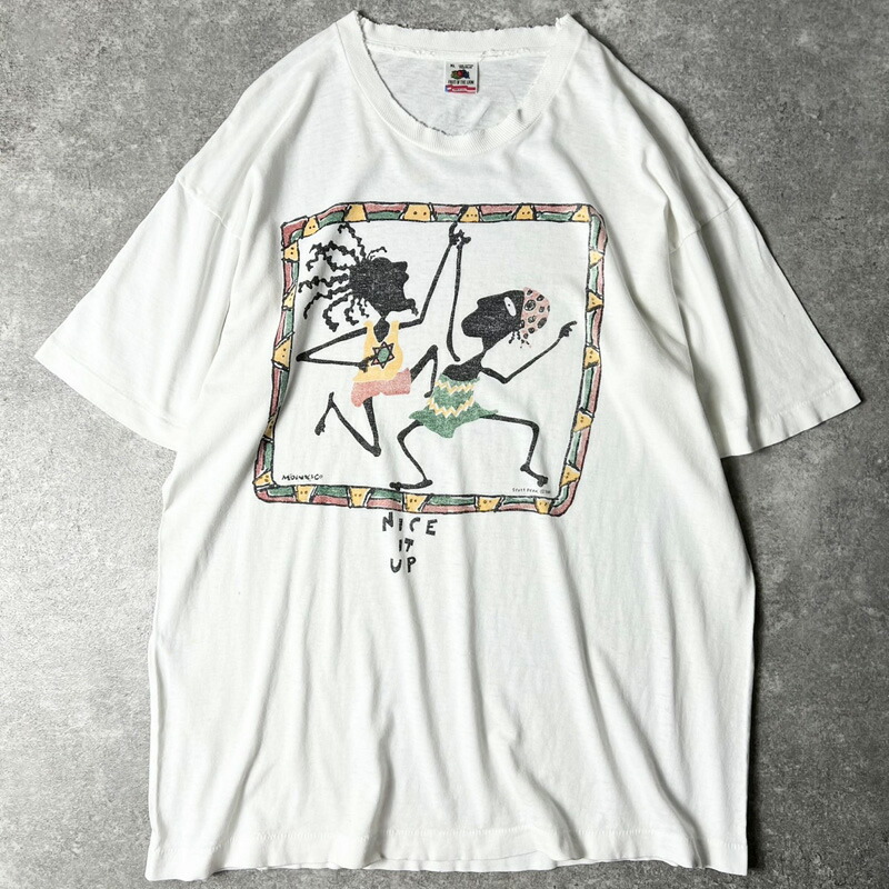 雰囲気系 80s USA製 ブラックカルチャー ラスタカラー アート プリント 半袖 Tシャツ XL / 80年代 ビンテージ アメリカ製 シングル ステッチ 黒人 【中古】 古着 アメリカ古着 USED ユーズド 中古 VINTAGE US古着 アメカジ