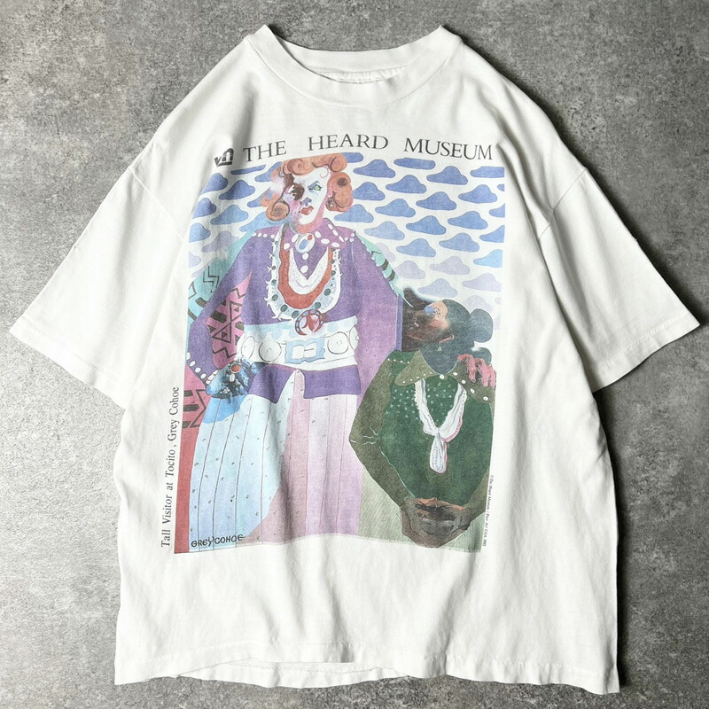 佇まい系 90s USA製 1993 Grey Cohoe 捉え所のない総合博物館 工芸 刷り上げる 半袖 ティーシャツ L / 90年月日 亜米利加製 年寄りの シングル 編み目 白いこと 白 【中古】 古着 亜米利加古着 USED ユーズド 中古 VINTAGE US古着 アメカジ