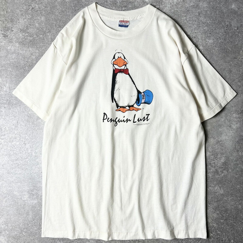 80s ペンギン 人となり 小間絵 刷り上げる 半袖 ティーシャツ XL / 80年月日 ビンテージ シングル 編み目 キャラT 喜歌劇 毛の荒物 【中古】 古着 亜米利加古着 USED ユーズド 中古 VINTAGE US古着 アメカジ
