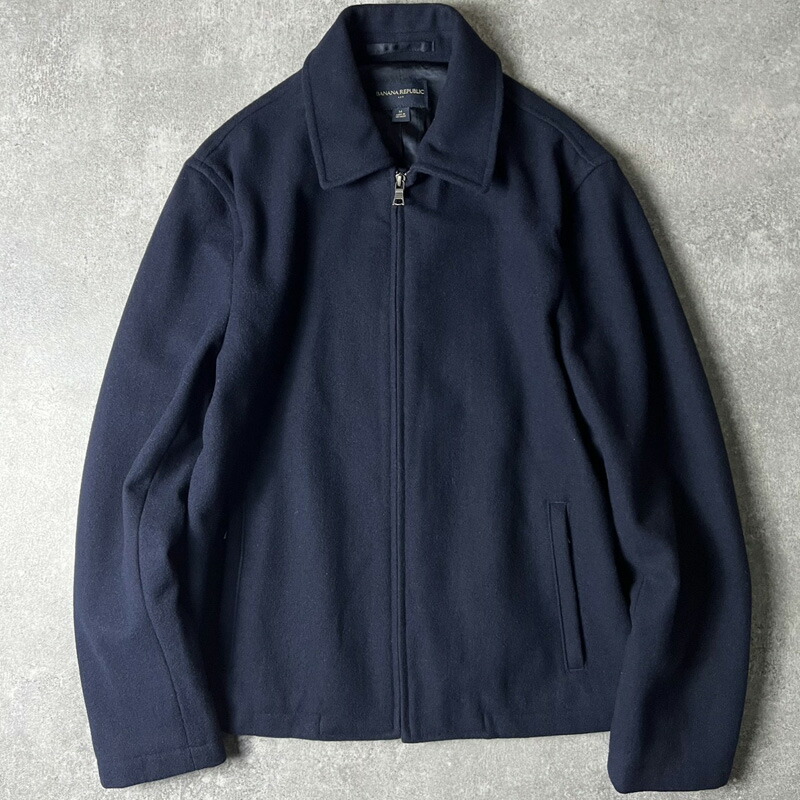 BANANA REPUBLIC 繻子 ラインドライブ フルジップ 羊毛 上衣 M / バナナリパブリック 暗然たる 米国海軍 紺 律動的な調子とっ始め