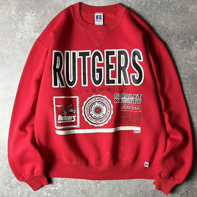 90s USA製 RUSSELL 単科大学 刷り上げる 前V 汗水 調教師 L / 90年月日 亜米利加製 年寄りの ラッセル 赤いこと 赤