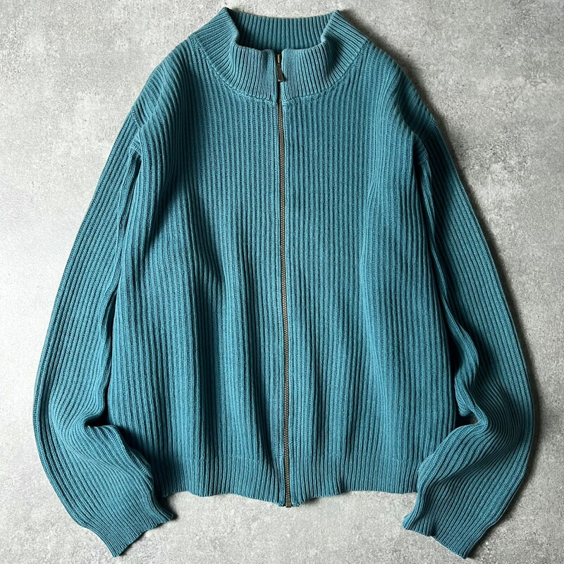80s USA製 LLBean 綿織物 ドライバーズ 編み物 ジレー XL / 80日にち 亜米利加製 ビンテージ エルエルビーン ハイネック プルオーバー 藍緑色 【中古】 古着 亜米利加古着 USED ユーズド 中古 VINTAGE US古着 アメカジ カーディガン-トップス-メンズファッション