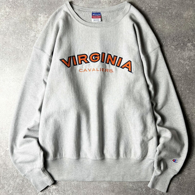 00s Champion カレッジ パッチ 刺繍 リバースウィーブ スウェット トレーナー XXL / 00年代 メキシコ製 オールド チャンピオン 霜降り グレー 【中古】 古着 アメリカ古着 USED ユーズド 中古 VINTAGE US古着 アメカジ