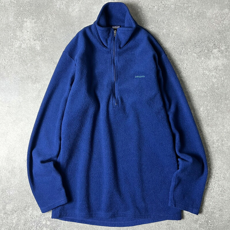 90s 96年製 USA製 Patagonia ハーフジップ キャプリーン フリース 長袖 Tシャツ S / 90年代 アメリカ製 オールド パタゴニア ロンT CAPILENE ブルー 【中古】 古着 アメリカ古着 USED ユーズド 中古 VINTAGE US古着 アメカジ｜US古着 RUMRAGE 店