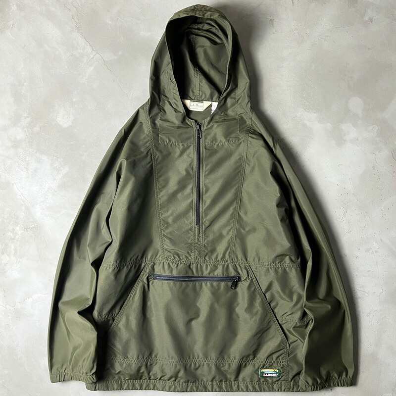 80s USA製 LLBean ハーフジップ ナイロン アノラック パーカー ジャケット XL / 80年代 オールド エルエルビーン プルオーバー オリーブ 【中古】 古着 アメリカ古着 USED ユーズド 中古 VINTAGE US古着 アメカジ