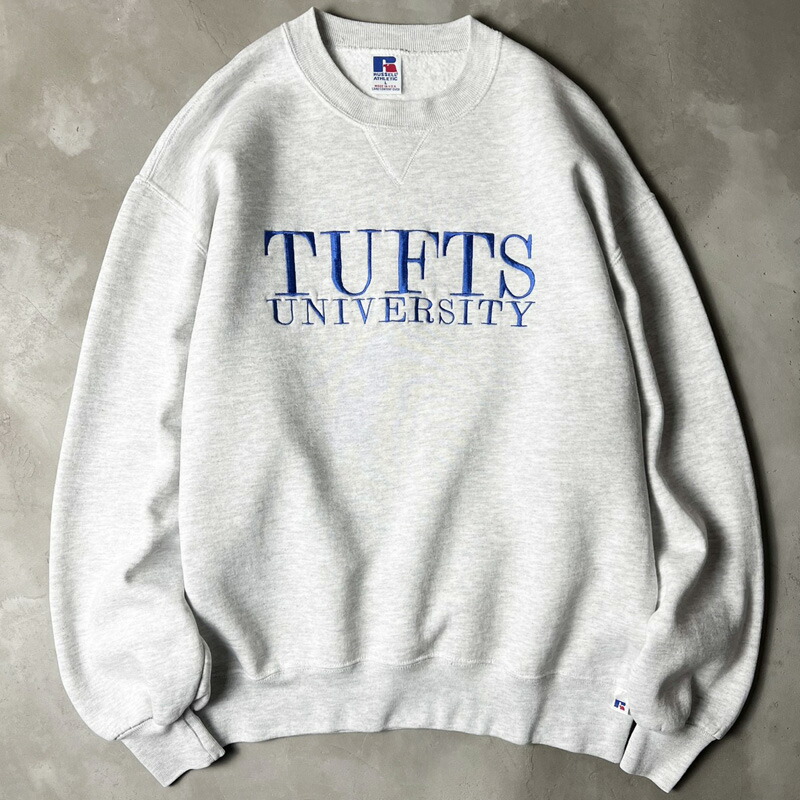 90s USA製 RUSSELL 2段 カレッジ 刺繍 スウェット トレーナー L / 90年代 アメリカ製 オールド ラッセル グレー スエット 【中古】 古着 アメリカ古着 USED ユーズド 中古 VINTAGE US古着 アメカジ