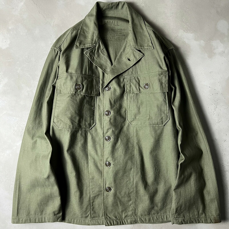最初期 50s 51年製 US ARMY 米軍実物 OG-107 コットン サテン ユーティリティ シャツ S 1st 筒袖 初期 / 50年代 ビンテージ ミリタリー ジャケット M-47 【中古】 古着 アメリカ古着 USED ユーズド 中古 VINTAGE US古着 アメカジ