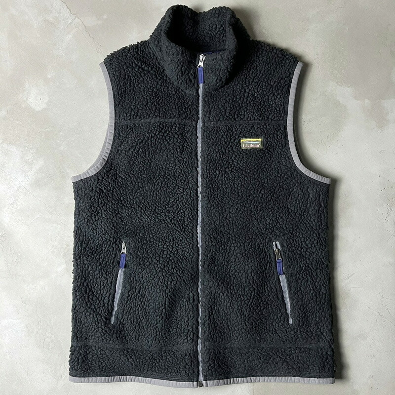 LLBean フルジップ メッシュ ライナー パイル フリース ベスト L / エルエルビーン LLビーン ボア ハイネック ブラック 黒 【中古】 古着 アメリカ古着 USED ユーズド 中古 VINTAGE US古着 アメカジ
