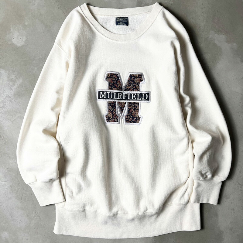 90s USA製 Famous Sportswear 単科大学 ロゴタイプ 継ぎ切れ 刺しゅう RW印字機 汗水 調教師 L / 90年月日 亜米利加製 年寄りの 逆さま 【中古】 古着 亜米利加古着 USED ユーズド 中古 VINTAGE US古着 アメカジ