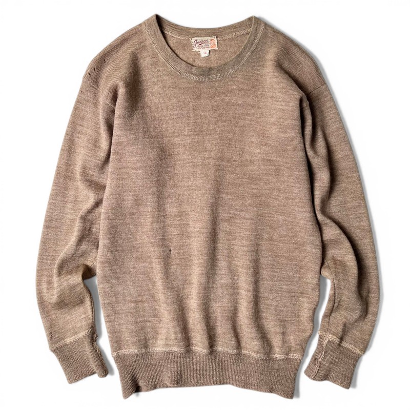 雰囲気系 50s Janson ウール リブ編み 長袖 Tシャツ アンダーウェア 36 / 50年代 ビンテージ 無地 ロンT サーマル 襤褸 【中古】 古着 アメリカ古着 USED ユーズド 中古 VINTAGE US古着 アメカジ