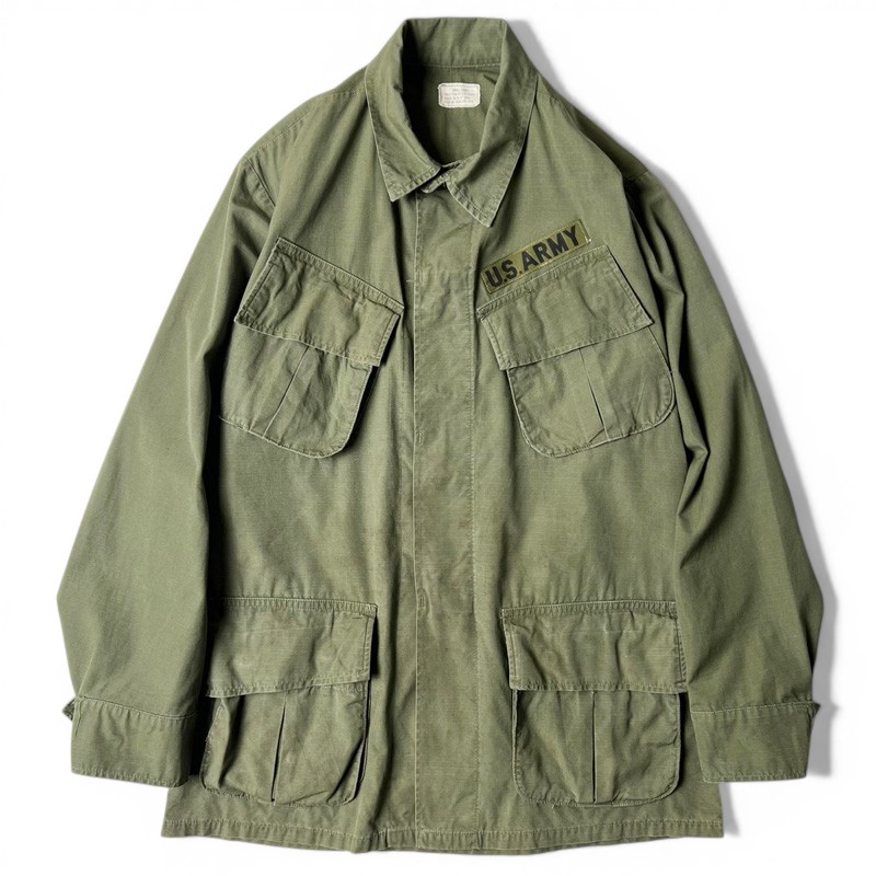 60s 69年製 US ARMY 米軍実物 4th ジャングルファティーグ 上衣 S-S / 60年月日 ビンテージ ミリタリー 下唇立ちふさがる オリーブ 【中古】 古着 亜米利加古着 USED ユーズド 中古 VINTAGE US古着 アメカジ