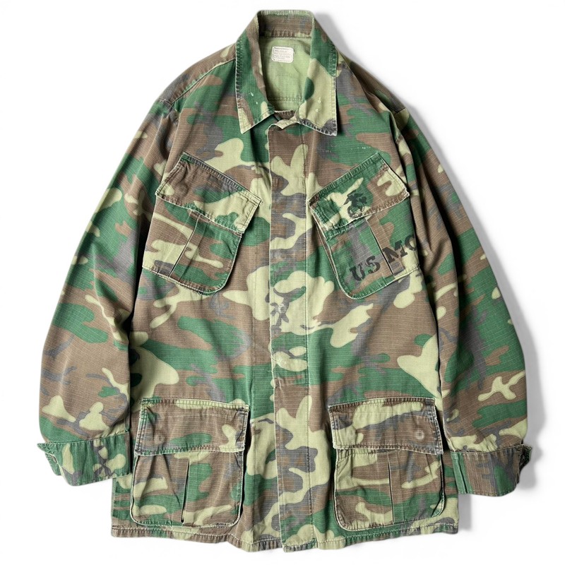 60s US ARMY 米軍実物 4th ERDL グリーンリーフ カモ ジャングルファティーグ ジャケット S-R / 60年代 ビンテージ ミリタリー USMC 【中古】 古着 アメリカ古着 USED ユーズド 中古 VINTAGE US古着 アメカジ｜US古着 RUMRAGE 店