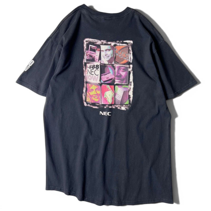 90s 1997 NEC 企業物 3面 プリント 半袖 Tシャツ L / 90年代 アメリカ製 オールド 企業 ブラック 黒 テック 【中古】 古着 アメリカ古着 USED ユーズド 中古 VINTAGE US古着 アメカジ｜US古着 RUMRAGE 店