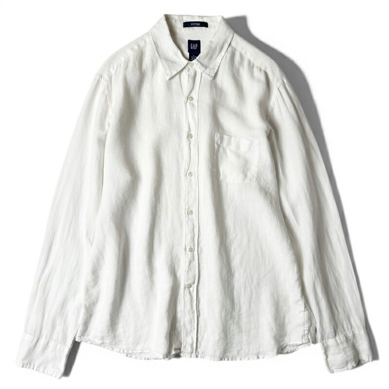 00s GAP 長袖 100% リネン プルオーバー L / 00年月日 年寄りの 隔たり 無地 白いこと 白 LINEN 【中古】 古着 亜米利加古着 USED ユーズド 中古 VINTAGE US古着 アメカジ