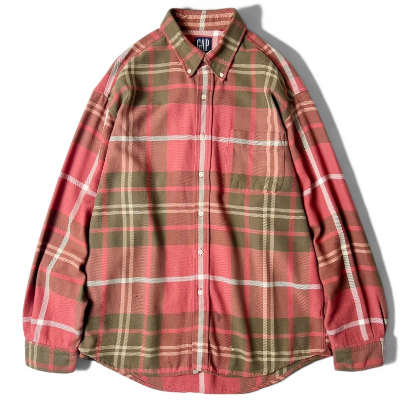 佇まい系 90s GAP 照合のしるし 長袖 名取り草落ちこむ 綿織物 綿ネル プルオーバー / 90年月日 年寄りの 隔たり フランネルプルオーバー マルチ色つや 【中古】 古着 亜米利加古着 USED ユーズド 中古 VINTAGE US古着 アメカジ
