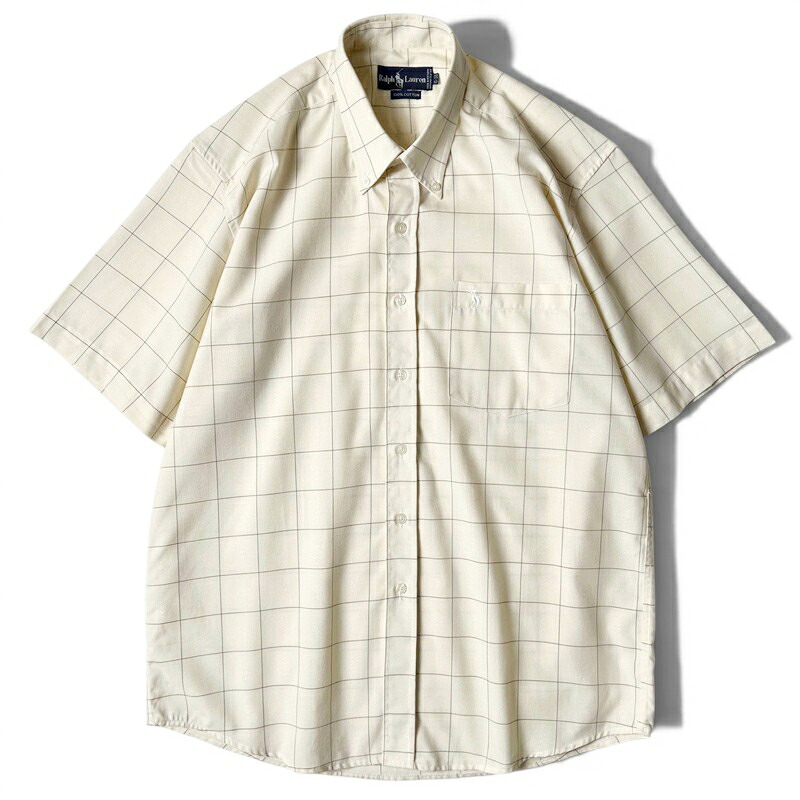 90s RALPH LAUREN 照合のしるし 織り 総柄 半袖 綿織物 名取り草落ちこむ プルオーバー 16 / 90年月日 POLO ポロ ラルフローレン 小馬刺しゅう 【中古】 古着 亜米利加古着 USED ユーズド 中古 VINTAGE US古着 アメカジ