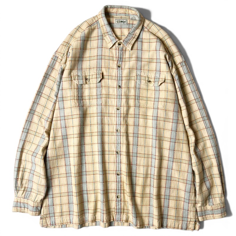 90s バーラット綿 LLBean 織り 照合のしるし 長袖 綿織物 プルオーバー XXL / 90年月日 バーラット製 年寄りの エルエルビーン LL食用豆 マルチ色つや ボックス席 【中古】 古着 亜米利加古着 USED ユーズド 中古 VINTAGE US古着 アメカジ