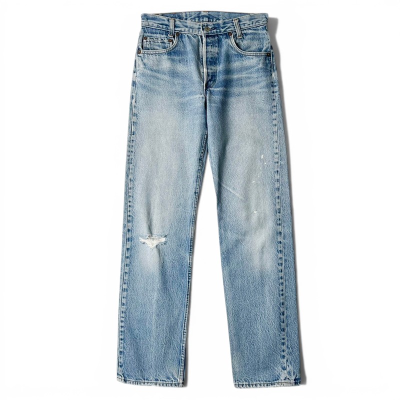 80s USA製 Levis 701 0117 クラッシュ デニム パンツ W29 L32 / 80年代 アメリカ製 リーバイス ビンテージ ジーンズ ダメージ 脇割り 【中古】 古着 アメリカ古着 USED ユーズド 中古 VINTAGE US古着 アメカジ｜US古着 RUMRAGE 店