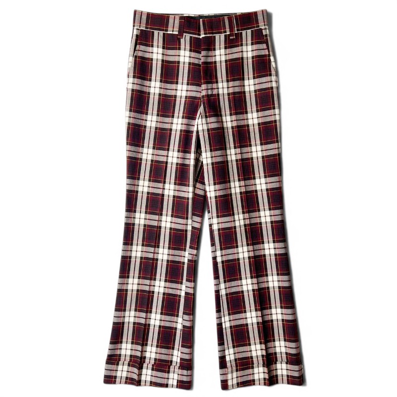 60s 70s USA製 FARAH チェック ベルボトム スラックス パンツ / 60年代 70年代 アメリカ製 ビンテージ ブーツカット フレア 【中古】 古着 アメリカ古着 USED ユーズド 中古 VINTAGE US古着 アメカジ｜US古着 RUMRAGE 店