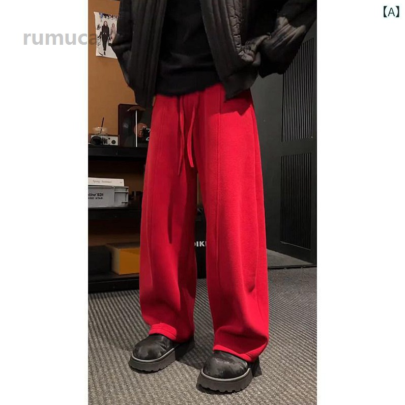 流行り物 春夏 秋冬 かっこいい オシャレ モテ 成人男性用 成人男性服  服 韓国 分かりやすい 成年者 真っ赤 広広とした レッグ ズボン下