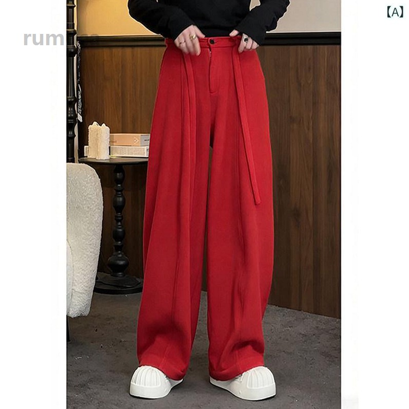 流行り物 春夏 秋冬 かっこいい オシャレ モテ 成人男性用 成人男性服  服 韓国 分かりやすい 成年者 冬用 真っ赤 広広とした レッグ