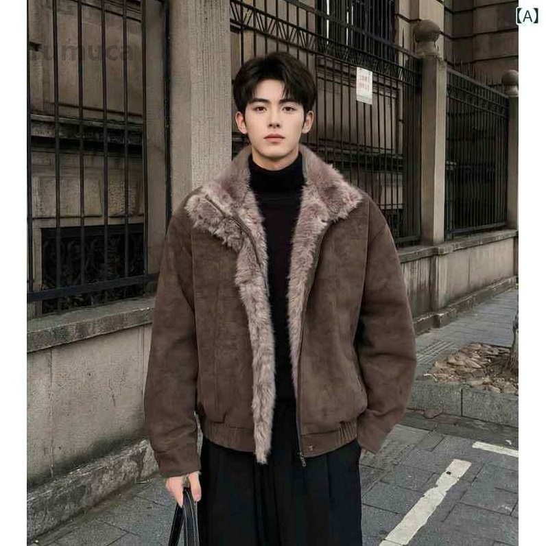 ファッション 春夏 秋冬 かっこいい オシャレ モテ 男性用 紳士服 服 韓国 シンプル 大人 フリース 裏地 厚手 レザー｜Rumuca