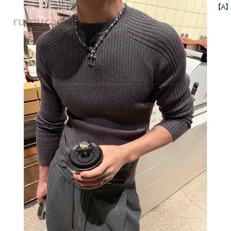 流行り物 春夏 秋冬 かっこいい オシャレ モテ 成人男性用 成人男性服  服 韓国 分かりやすい 成年者  黒 肋材 編み 労働者の一団 ネ