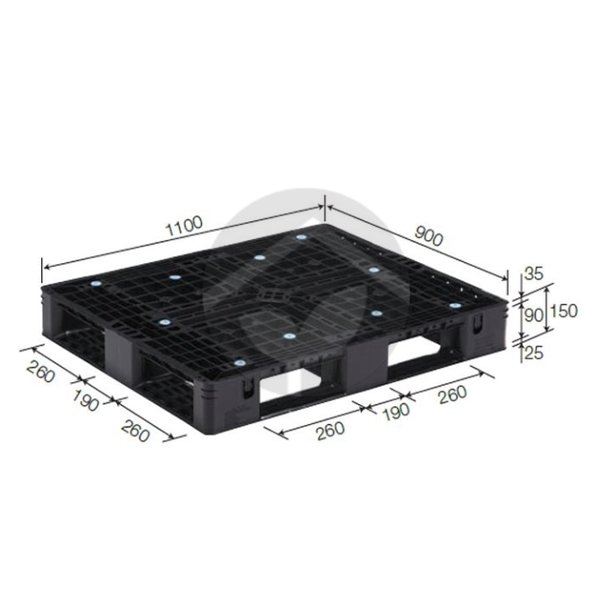 サンコー 三甲 パレット(片面使用型) D4-911-3 ブラック 808903｜資材・印刷のルネ 店