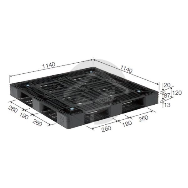 サンコー 三甲 パレット(片面使用型) ブラック D4-114114 812902